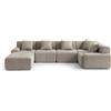 MILY SOFA DIVANO ANGOLARE MODULARE MILYSOFA SOFAMOUS, 5 posti, con chaise longue, rivestito in tessuto beige effetto mélange