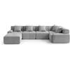 MILY SOFA DIVANO ANGOLARE MODULARE MILYSOFA SOFAMOUS, 5 posti, con chaise longue, rivestito in tessuto di chenille color grigio minerale