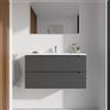 Parama Mobile bagno sospeso 100cm grigio opaco due cassetti soft-close con lavabo bianco opaco | Bako