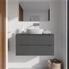Parama Mobile bagno sospeso 90cm grigio opaco due cassetti soft-close con top | Bako