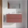 Parama Mobile bagno sospeso 90cm terracotta due cassetti soft-close con lavabo bianco opaco | Bako