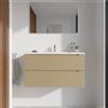 Parama Mobile bagno sospeso 90cm sabbia opaco due cassetti soft-close con lavabo bianco opaco | Bako
