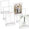 Dasher Products Cornici portafoto argentate su entrambi i lati, confezione da 6, in acrilico, 10 x 15 cm, cavalletto trasparente per cartelli, cornici argentate per numeri da tavolo per matrimoni, porta menu,