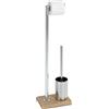 WENKO Piantana portarotolo e scopino WC Marla - Portascopino WC, Acciaio, 22 x 74 x 15 cm, Cromo