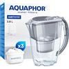 AQUAPHOR Amethyst Caraffa Filtrante per Acqua con 3 Cartucce MAXFOR+ 200L - 2,8L - Grigio