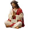 Generico Compagno scrivania con statuetta Gesù seduto | Statua Gesù resina Sono con te | Ornamenti Jesu Christ seduti fatti a mano | Decorazione commemorativa religiosa ispiratrice scultura Jesu per casa