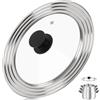 Pesutei Coperchio universale per padelle, 22/24/26 cm, bordo in acciaio inox