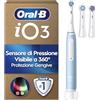 Oral-B iO 3 Spazzolino Elettrico, 3 Testina di Ricambio, Blu | 3 Testine di Ricambio per Spazzolino Elettrico, Ricaricabile, Delicato sulle Gengive, Sensore di Pressione, Pulizia Denti