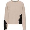 Pinko Maglia Girocollo in Misto Lana con Inserti in Pizzo
