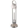 Relaxdays Set da Bagno Relaxdays, Acciaio Inox, HxP: 79 x 22 cm, portarotolo freestanding, scopino con Supporto, Argento