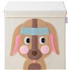 LIFENEY Scatola portaoggetti con coperchio e cane, scatola giocattolo con motivo animale, adatta per scaffali cubi, scatola per la cameretta dei bambini, cestino per bambini