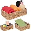 Relaxdays Cestini Portaoggetti, Set da 3, Scatole da Bagno in Giacinto d'Acqua in Varie Misure, Aspetto Vimini, Naturali