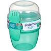 SISTEMA Snack Capsule To Go | Con 2 scomparti e posata | 515 ml | Verde menta