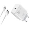 Cellularline | Caricabatterie da Rete | Caricabatterie da rete USB-C 20W per la carica alla massima velocità di iPhone 8 e successivi con cavo USB-C to Lightning