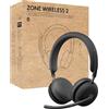 Logitech Zone Wireless 2, cuffia con microfono cancellazione premium del rumore con ANC ibrida, Bluetooth, USB-C, USB-A, Zoom, Google Meet, Google Voice, Fast Pair, progettata laptop Intel Evo-Grafite