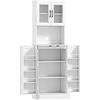 HOMCOM Credenza Cucina Alta 180cm, 8 Portaspezie sulla Ante, Ante in Acrilico, Ripiano Regolabile, Foro Passacavi, per Sala da Pranzo Soggiorno Bianco | Aosom Italy