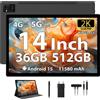 LEVIRTU Android 15 Tablet 14 Pollici 2K FHD, 36GB+512GB/TF 2TB, Octa-Core, 11580