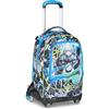 SJ GANG STYLE JAM GANG Trolley Scuola Jack 8 ruote GLACE PANTHER BOY, Celeste, 34L, Scomponibile, Uso Zaino, Cross-over System, Spallacci a scomparsa, Tasca portaborraccia, Elementari e medie, Bambino