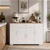 GOKHOMX Credenza Sottile 30cm con Cassetto, Buffet Moderno Bianco e Rovere 4 Ante, Mobile Salvaspazio per Cucina Soggiorno e Corridoio, Madia, Credenza Cucina e Soggiorno, 110x30x70cm