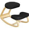 DecHome - Sedia Inginocchiatoio con Movimento a Dondolo in Tessuto Effetto Lino e Legno di Betulla 50x73x55 cm colore Nero