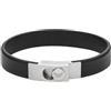 Emporio Armani Bracciale a cinturino da uomo in pelle nera e acciaio, EGS3087040