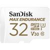 SanDisk MAX ENDURANCE Video Monitoring for Dashcams & Home Monitoring 32 GB microSDHC Memory Card + SD Adaptor 15,000 Hours Endurance, White