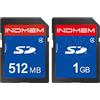 Pefishop INDMEM - Scheda SD da 512 MB + 1 GB, classe 4, scheda di memoria flash da 1 GB MLC standard Secure Digital Card per fotocamera