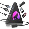 JoyReken Hub multi-porta USB C verticale, Hub USB C HDMI 8 in 1 con 4K, ricarica di alimentazione da 100 W, 5 Gbps 3 USB-A, USB-C 3.0, lettore di schede SD/TF, adattatore multi-porta RGB Wolf per MacBook Pro