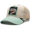 Goorin Bros. Cappellino Trucker Vicious The Farm, Beige e Verde, con toppa ricamata a serpente