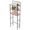 Amig - Mensola da bagno sopra il WC Mod. ORIA - 3 altezze - Fabbricata in acciaio - Colore nero opaco - Con piedi regolabili - 60,7 x 28 x 172 cm