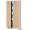 Jan Nowak Armadio da Ufficio C001 Archivio per Officina in Metallo Verniciato a polvere Chiudibile 185 cm x 90 cm x 40 cm (Bianco-Aspetto Legno)