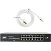 PNI SW016 - Set di switch Gigabit, 16 x 10/100/1000 Mbps, alloggiamento in metallo e cavo patch CAT8 da 1,5 m PNI U8015W