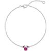 Disney Braccialetto in argento Sterling 925 con pietra portafortuna di Minnie, 17,5 cm con estensione da 2,5 cm