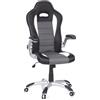 HJH Office 621710 Sedia da Ufficio Girevole GAME SPORT Pelle Sintetica, Poltrona da Gaming, Braccioli ripiegabile, Nero/Bianco/Grigio