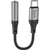 Cellularepairassistance CAVO ADATTATORE AUDIO AUX JACK 3,5MM FEMMINA TO TYPE-C 12CM HOCO LS36 NERO