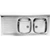 Cellularepairassistance XER LAVELLO APPOGGIO INOX PIANO SX 2 VASCHE DX CM 120X50 CON SIFONE E PILETTA MONDIAL CON GOCCIOLATOIO A SINISTRA
