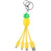 Bigben Connected YELLO KOKO, cavo 3-in-1 USB-A/Micro-USB e USB-C e Lightning, 0,15 m, ananas, giallo