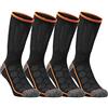 BLACK+DECKER Calze Lavoro Uomo, Calzini Uomo Lunghi, Resistente e tacchi a punta rinforzati (set di 4), Nero, Taglie 39/42