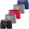 UMBRO Boxer Uomo, senza cuciture, antiscivolo e antitraspirante, set di 5, Grigio, Nero, Blu, Rosso, Taglie L/XL