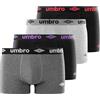 UMBRO Boxer Uomo Cotone, Mutande Uomo, Mantenimento Antiscivolo, Libertà di Movimento (set di 4), Nero, Grigio, Taglie XL