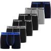 FREEGUN Boxer Uomo Cotone, Mutande Uomo, Vestibilità Perfetta, Stretch (set di 6), Nero, Grigio, Blu, Taglie M