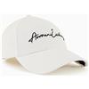 Armani Exchange Cintura in Pelle con Logo Argento da Uomo, Blu Navy/Bianco Ottico, Taglia Unica