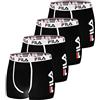 FILA Boxer Uomo Cotone, Mutande Uomo Maglia Aerata, Traspirante (set di 4), Nero, Blu, Taglie M