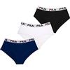 FILA Mutande Donna Cotone, Intimo Donna Stretch, Confortevole e Morbido Set di 3, Nero, Taglie L