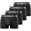 UMBRO Boxer Uomo, senza deformazione, comodo, vestibilità perfetta, set di 4, Nero, Taglie L/XL