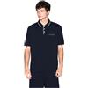 Armani Exchange Polo da Uomo Essential, Striped Collar Side Milano-New York, con Logo Lettering, Nero, M, Nero, M