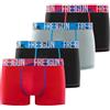 FREEGUN Boxer da Uomo in Cotone, Slip da Uomo, ipoallergenici e Elasticizzati, Confezione da 4, Nero/Grigio/Rosso, XXL