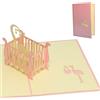 LINPOPUP LIN - Pop Up 3D Biglietto di auguri per la nascita di una bambina, Lettino, (#98)