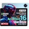 DOOGEETab U11 Pro Android 16 Tablet 11 Pollici, 30GB RAM+256GB ROM (2TB TF), Unisoc T7200 Octa Core Tablet PC, 8580mAh, 90 Hz Display, 13MP+5MP, WIFI 5 /Widevine L1/ GPS/Face ID/OTG,Blu