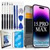 Generic CHOWCHOW - Kit di ricambio per schermo LCD e OLED per iPhone 15 Pro Max, con pellicola protettiva in vetro temperato, durezza 9H, display con strumenti di riparazione, kit professionale per smartphone